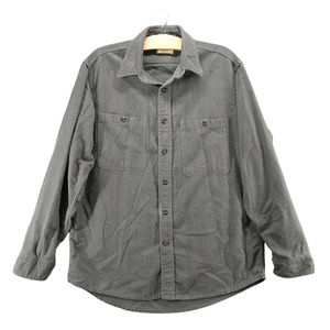 Fieldmaster Men's Flannel Button-Up Shirt Gray Large Long Sleeve Chest Pockets